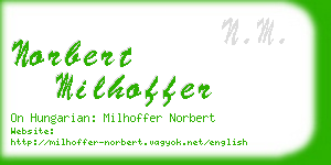 norbert milhoffer business card